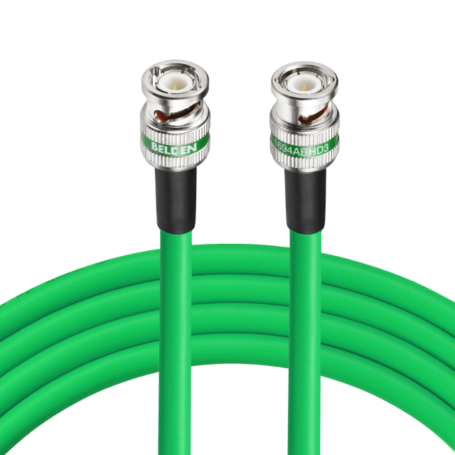 Superbat SDI Video Cable  BNC Male to BNC Male Using Belden Connector and Belden 1694A Green Coax Cable