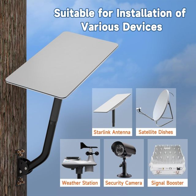 GODPEE Starlink Antenna Wall Mounting Kit Roof J-Pole Mount for Starlink Satellite Internet Installation Kit Accessories - Starlink Bracket Adjustable Angle