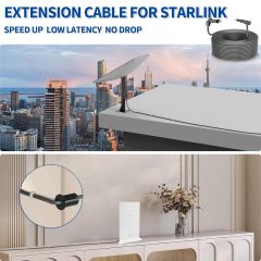 GODPEE 150Ft Replacement Cable for Starlink V2 [ Standard Actuated ] Satellite Dish Antenna - with Cable Feed Through Bushings & Wire Clips - Heat Resistant Extension Cable Accessories for Starlink