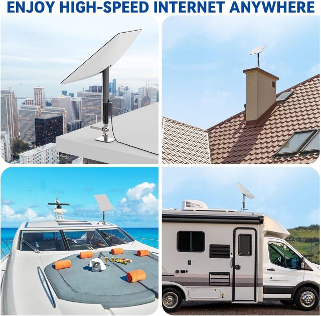 GODPEE Antenna Mount for Starlink Satellite Dish V2 Standard Actuated Antenna -[Seamlessly Fit Solid Pipe Adapter + Stainless Steel Antennae Base] Mounting Kit - for Marine Automotive