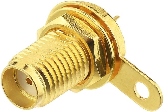 wlaniot SMA Female Connector SMA Coaxial Panel Mount Connector with Bulkhead Nut and Solder Cup Terminal 5pcs