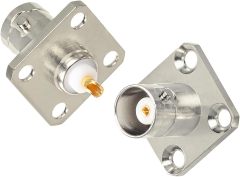 Superbat BNC Connectors BNC Female Jack 4 Hole Flange Panel Chassis Mount Coaxial Solder Connector 5pcs