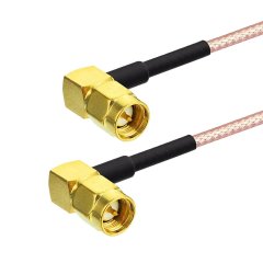 Superbat 2-Pack SMA Cable Extension, SMA Male to SMA Male Right Angle Connector Cable RG316 Coax Jumper, 12" for Antenna Router WiFi Cable Network Analyzer etc.