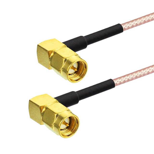 Superbat 2-Pack SMA Cable Extension, SMA Male to SMA Male Right Angle Connector Cable RG316 Coax Jumper, 12" for Antenna Router WiFi Cable Network Analyzer etc.