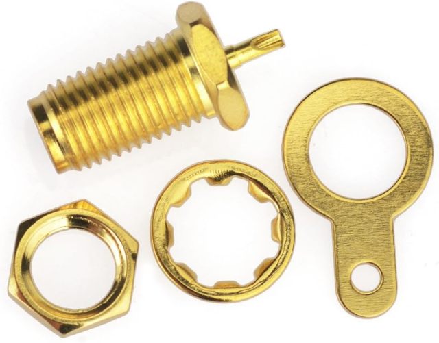 wlaniot SMA Female Connector SMA Coaxial Panel Mount Connector with Bulkhead Nut and Solder Cup Terminal 5pcs