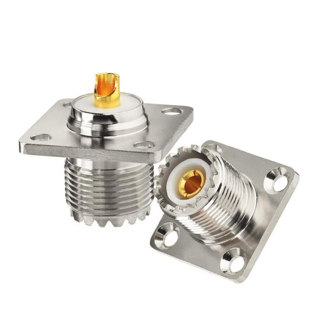 Superbat wlaniot SO 239 Connectors SO239 UHF Female Jack RF Coax Connector 4 Hole Flange Chassis Mount Solder Straight for LMR-400 Coaxial Cable 2Pcs