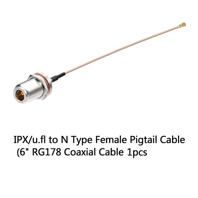 wlaniot IPX/u.fl to N Type Female Pigtail Cable (6" RG178 for PCI WiFi Card Wireless Router Gateway External Antenna etc.