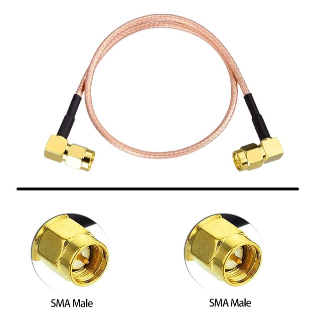 Superbat 2-Pack SMA Cable Extension, SMA Male to SMA Male Right Angle Connector Cable RG316 Coax Jumper, 12" for Antenna Router WiFi Cable Network Analyzer etc.