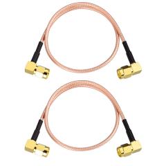 Superbat 2-Pack SMA Cable Extension, SMA Male to SMA Male Right Angle Connector Cable RG316 Coax Jumper, 12" for Antenna Router WiFi Cable Network Analyzer etc.