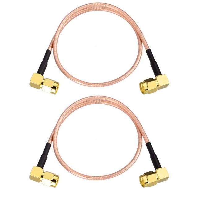 Superbat 2-Pack SMA Cable Extension, SMA Male to SMA Male Right Angle Connector Cable RG316 Coax Jumper, 12" for Antenna Router WiFi Cable Network Analyzer etc.