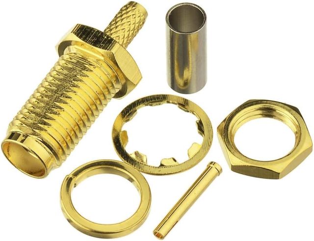SUPERBAT SMA Crimp Connectors Kit SMA Male + SMA Female Crimp Solder Connector Kit Attachment for RG174 RG316 RG188 LMR100 Coax Cable 10-Pack