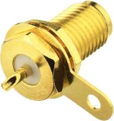 wlaniot SMA Female Connector SMA Coaxial Panel Mount Connector with Bulkhead Nut and Solder Cup Terminal 5pcs