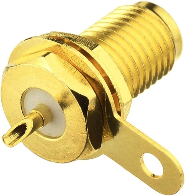 wlaniot SMA Female Connector SMA Coaxial Panel Mount Connector with Bulkhead Nut and Solder Cup Terminal 5pcs