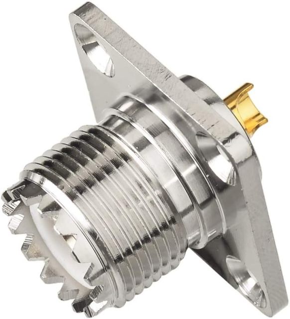 wlaniot SO-239 Chassis Mount Connector SO239 Solder Connector UHF Female 4 Holes Panel Chassis Mount Flange Solder Cup Connector SO239 Bulkhead Connector 3pcs