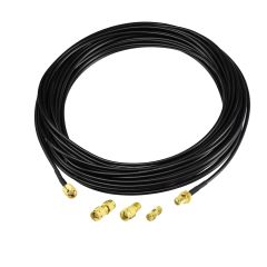 Superbat RF coaxial SMA Male to SMA Female Bulkhead RG174 33ft Cable + 3pcs RF Coax SMA Adapter Kit for SDR Equipment Antenna Ham Radio,3G 4G LTE Antenna,ADS-B,GPS and etc