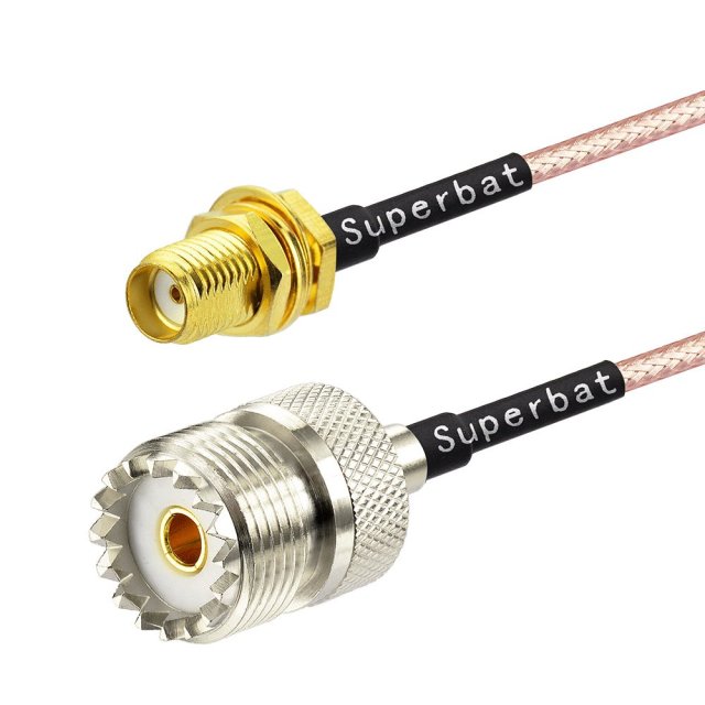 Superbat Coax UHF Female SO-239 to SMA Male/SMA Female Adapter Extension Cable RG316 6" for Baofeng Wouxun  Icom Yaesu CB Radio Handheld Walkie Talkie 2pcs