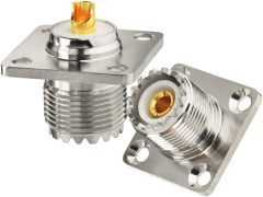 wlaniot SO-239 Chassis Mount Connector SO239 Solder Connector UHF Female 4 Holes Panel Chassis Mount Flange Solder Cup Connector SO239 Bulkhead Connector 3pcs