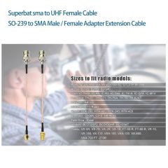 Superbat Coax UHF Female SO-239 to SMA Male/SMA Female Adapter Extension Cable RG316 6" for Baofeng Wouxun  Icom Yaesu CB Radio Handheld Walkie Talkie 2pcs