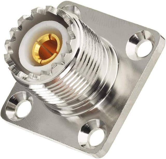 wlaniot SO-239 Chassis Mount Connector SO239 Solder Connector UHF Female 4 Holes Panel Chassis Mount Flange Solder Cup Connector SO239 Bulkhead Connector 3pcs