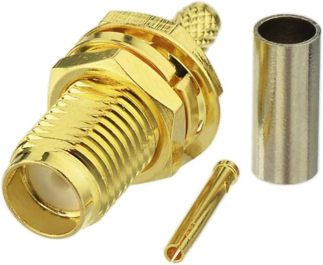 SUPERBAT SMA Crimp Connectors Kit SMA Male + SMA Female Crimp Solder Connector Kit Attachment for RG174 RG316 RG188 LMR100 Coax Cable 10-Pack