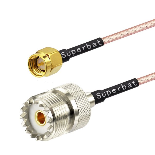 Superbat Coax UHF Female SO-239 to SMA Male/SMA Female Adapter Extension Cable RG316 6" for Baofeng Wouxun  Icom Yaesu CB Radio Handheld Walkie Talkie 2pcs