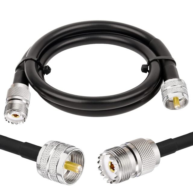Superbat CB Coax Cable 3ft RG8X Coaxial Cable UHF SO239 Female to PL259 Male Jumper for Ham Radio Duplexer Tuner Dummy Load SWR Meter Switch Monitor etc.