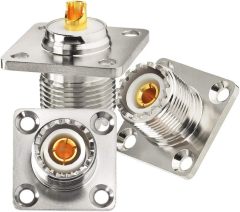 wlaniot SO-239 Chassis Mount Connector SO239 Solder Connector UHF Female 4 Holes Panel Chassis Mount Flange Solder Cup Connector SO239 Bulkhead Connector 3pcs
