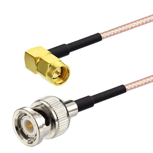 SUPERBAT SMA to BNC Cable Pigtail，SMA Male Right Angle to BNC Male Adapter Using RG316 Jumper RF Coaxial Cable, 20Inch 2Pcs