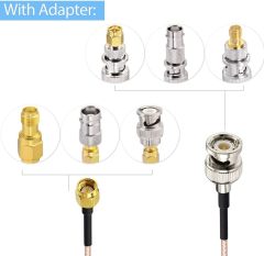 Superbat SMA Male to BNC Male Cable 12inches + 5pcs RF Coax Adapter Kit SMA to BNC Cable SMA BNC Adapter Cable Kit for RF Applications/Antennas/Wireless LAN Devices/Wi-Fi Radios External Antenna etc