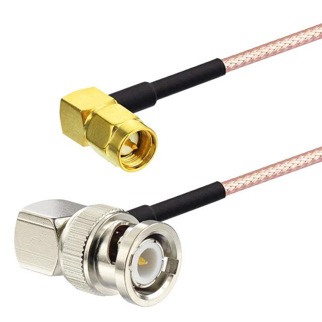 SUPERBAT SMA to BNC Cable Pigtail，SMA Male 90-Degree to BNC Male Adapter Right Angle Using RG316 Jumper RF Coaxial Cable, 20Inch 2Pcs