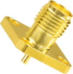 Superbat SMA Connectors SMA Female 4 Holes Panel Chassis Mount Flange Solder Cup Connector SMA Bulkhead Connector 5-Pack