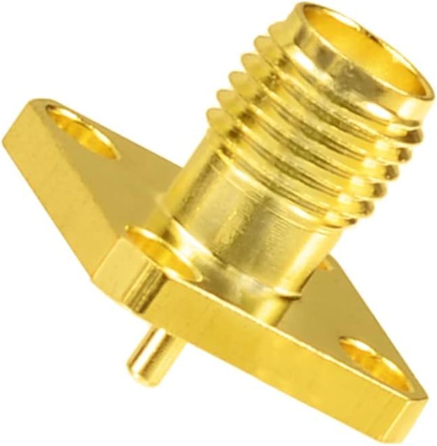 Superbat SMA Connectors SMA Female 4 Holes Panel Chassis Mount Flange Solder Cup Connector SMA Bulkhead Connector 5-Pack