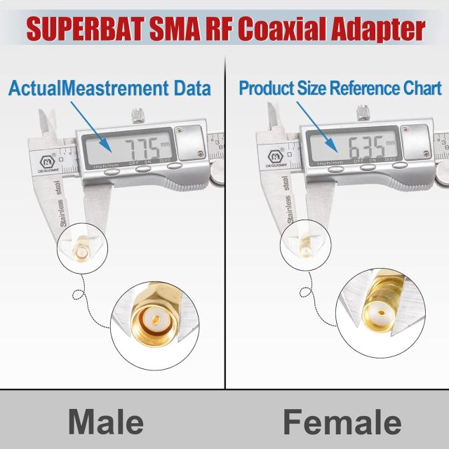 Superbat SMA Adapter Splitter 2-Way, SMA Male to Dual Female Splitter Antenna Adapter Converter 3pcs