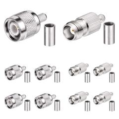 Superbat TNC Crimp Connectors Kit TNC Male + TNC Female Crimp Solder Connector Kit for RG58 RG303 RG141 RG142 RG400 LMR195 Low Loss Coax Cable(10 Pack in Total)