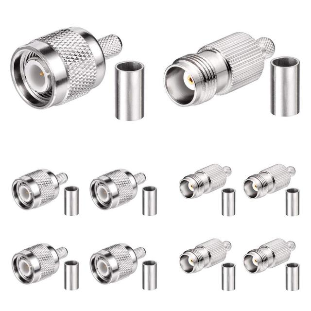 Superbat TNC Crimp Connectors Kit TNC Male + TNC Female Crimp Solder Connector Kit for RG58 RG303 RG141 RG142 RG400 LMR195 Low Loss Coax Cable(10 Pack in Total)