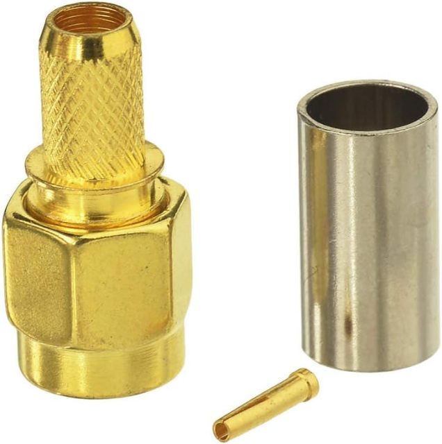SUPERBAT RPSMA Crimp Connectors Kit RP-SMA Male + RP-SMA Female Crimp Solder Connectors Kit RG58 RG303 RG141 RG142 RG400 LMR195 Low Loss Coax Cable 10-Pack