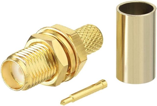 SUPERBAT RPSMA Crimp Connectors Kit RP-SMA Male + RP-SMA Female Crimp Solder Connectors Kit RG58 RG303 RG141 RG142 RG400 LMR195 Low Loss Coax Cable 10-Pack