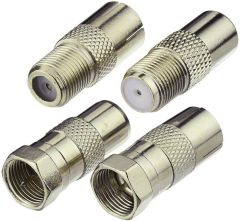 Superbat F Female/Male to TV Pal Male/Female RF Coaxial Adapter Connectors Kit 4 Pcs
