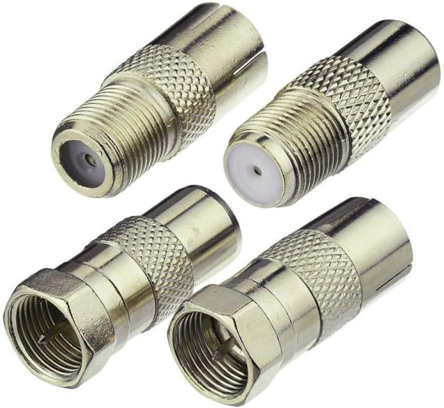 Superbat F Female/Male to TV Pal Male/Female RF Coaxial Adapter Connectors Kit 4 Pcs