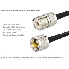 Superbat PL-259 UHF CB Coax Cable 10ft CB Antenna Cable RG8X Coaxial Cable PL259 to SO239 Jumper for Marine VHF Ham Radio Antenna Shack Duplexer Tuner Dummy Load SWR Meter etc.
