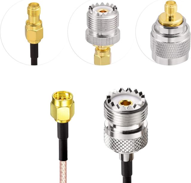 Superbat SMA Male to SO239 RF Coaxial Coax Cable 20inches + 3pcs Adapter Kit, SMA to UHF Cable + SMA to SO239/PL259 Adapter Kit for RF Applications/CB Radio/Handheld Radio Antenna/Walkie Talkie etc