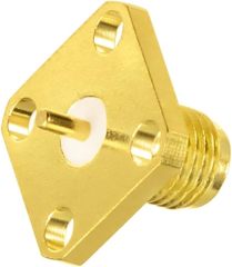 Superbat SMA Connectors SMA Female 4 Holes Panel Chassis Mount Flange Solder Cup Connector SMA Bulkhead Connector 5-Pack