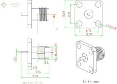 Superbat SMA Connectors SMA Female 4 Holes Panel Chassis Mount Flange Solder Cup Connector SMA Bulkhead Connector 5-Pack