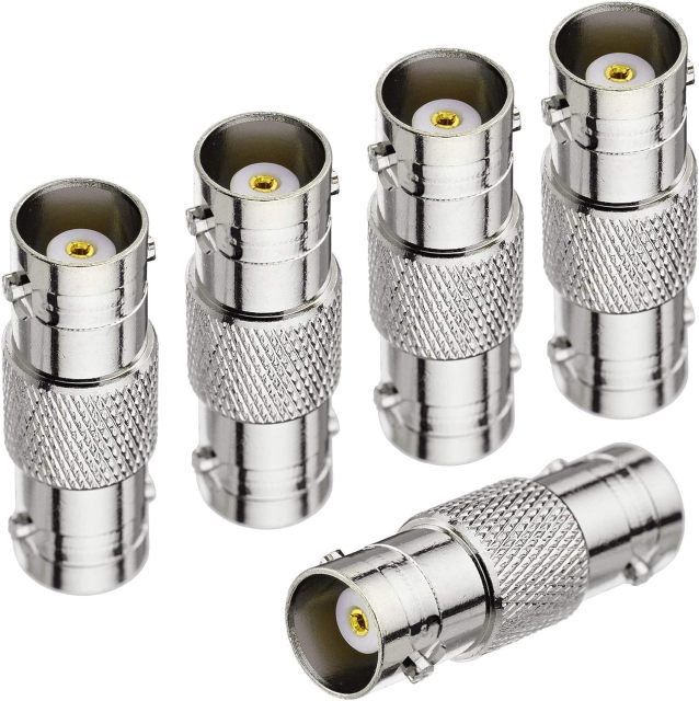 Superbat BNC Adapter BNC Female to BNC Female Barrel Straight RF Coaxial Connector for HD CCTV DVR Surveillance System Video Camera Broadcast Applications 5pcs