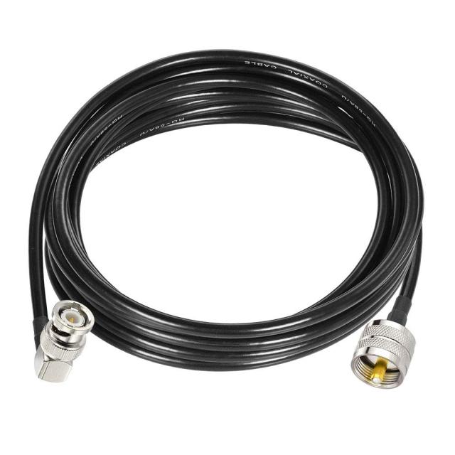 SUPERBAT PL259 to BNC Cable UHF Male to BNC Male Right Angle RG58 Coax Cable for CB Radio Jumper Cable Ham Amateur Radio Scanner Antenna SWR Meter Dummy Load, 10ft