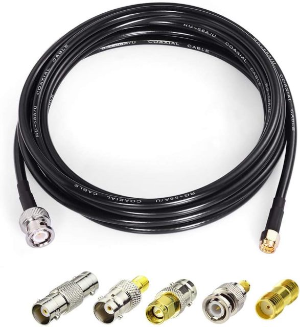 SUPERBAT SMA Male to BNC Male Cable 10ft + 5pcs RF Coax Adapter Kit SMA to BNC Cable SMA BNC Adapter Cable Kit for Scanner Antennas/Wireless LAN Devices/Wi-Fi Radios External Antenna etc