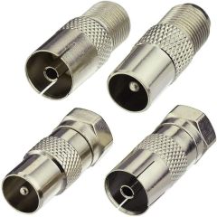 Superbat F Female/Male to TV Pal Male/Female RF Coaxial Adapter Connectors Kit 4 Pcs