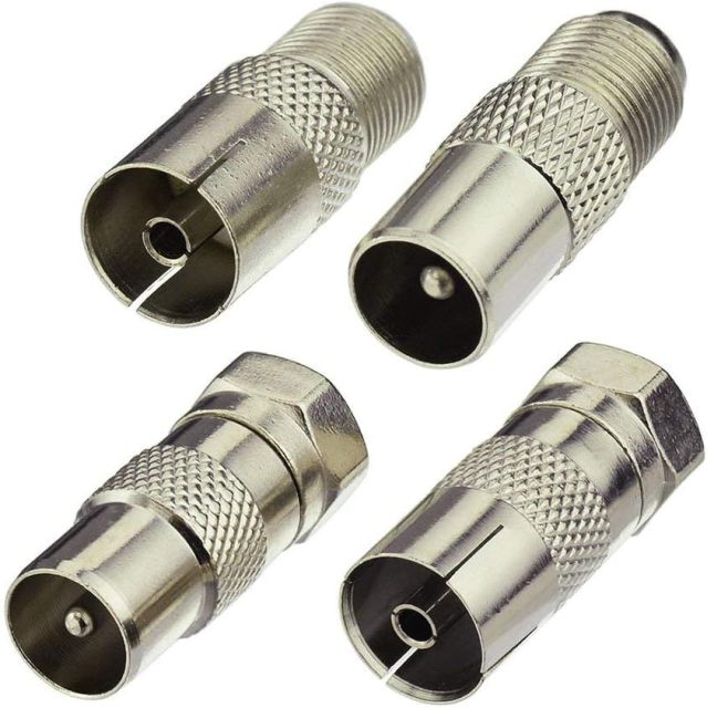 Superbat F Female/Male to TV Pal Male/Female RF Coaxial Adapter Connectors Kit 4 Pcs
