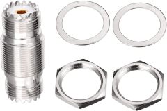 Superbat SO-239 Bulkhead Connector UHF Female Nut Bulkhead Panel Mount Connector, SO239 to SO 239 Adapter for J Pole Antenna 1/4 Wave Antenna etc. 2pcs