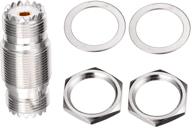 Superbat SO-239 Bulkhead Connector UHF Female Nut Bulkhead Panel Mount Connector, SO239 to SO 239 Adapter for J Pole Antenna 1/4 Wave Antenna etc. 2pcs